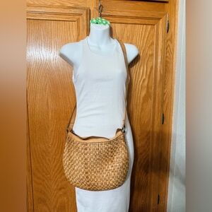 Vilenca Holland woven brown leather crossbody bag